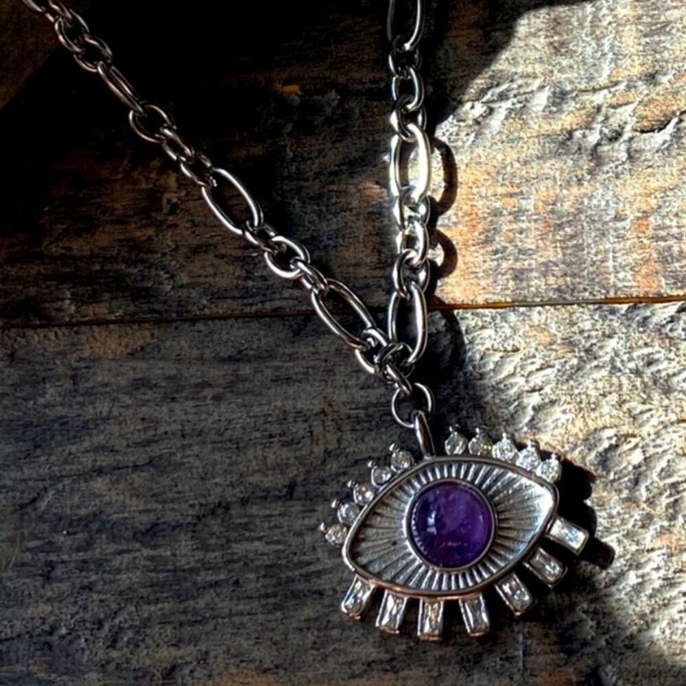 NEW Stone Evil Eye Pendant Necklace
